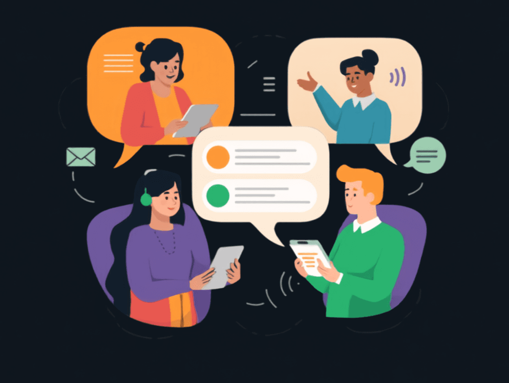 The CommsCrew agents — Strategist, Writer, Editor and Analyst — collaborating around shared messages