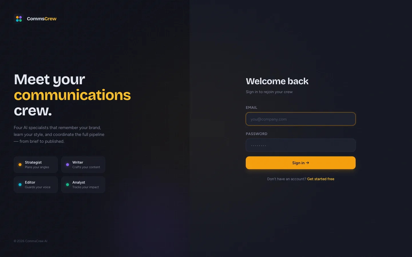 The login page at /login